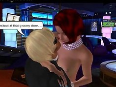 Redhead with big tits seduces guy in club