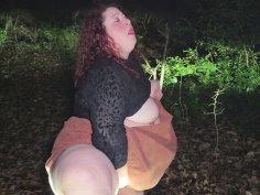 Redhead bbw abricot sucree fucked doggystyle in forest at night - big cock public sex orgasm