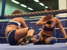 Angry lesbians Rihanna and Samuel Bellina have a wrestling fun