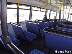 Amateur sluts sharing cock in the public bus