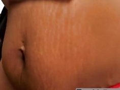 Ebony pregnant babe banged by white cock in bedroom