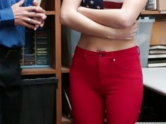 Petite blonde teen thief Madison Hart railed by LP officer